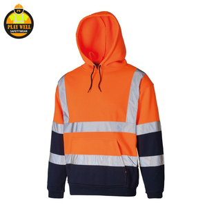 Wholesale Custom Logo Hi Vis Hoodie Fluorescent Reflective Safety Work Hooded Sweatshirt for Men Workwear - Product Image 6