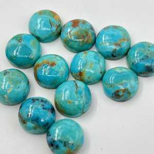 Turquoise bleu Mohave, forme ronde, cabochon, pierre précieuse non montée pour la création de bijoux - Product Image 1