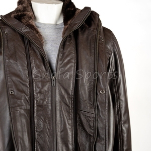 Vintage Style Winter Men Fashionable Brown Fur <b>Long</b> Coat Shearling Soft Sheepskin Genuine <b>Leather</b> <b>Jacket</b> for men - Product Image 5