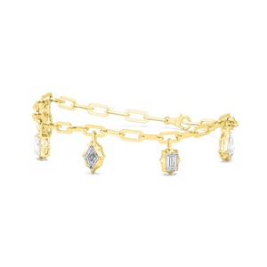 Stylish 2.36 ctw Multi Shape Lab Created Diamond Charm Paperclip Bracelet 18K Yellow Gold - Product Image 5