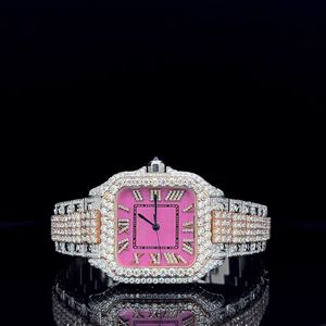 Montre de luxe en moissanite DEF de laboratoire, style hip-hop, avec diamants incolores, boîtier en alliage de 40 mm, mouvement à quartz - Product Image 6