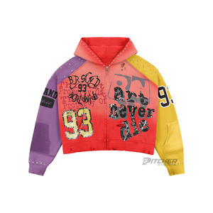 Sweat à capuche ample personnalisé brodé et imprimé numériquement en coton épais 500 g/m² effet vieilli pour homme – Collection Hiver Streetwear - Product Image 2