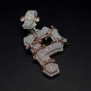 Export Quality Luxury Iced Out Moissanite Pendant for Men with High Shine Stones and <b>Silver</b> Plating Available for Sale - Product Image 3