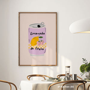 Impression sur toile sur le thème de la cuisine, affiche illustrée de boisson à la limonade aux fraises, décoration murale moderne pour les amateurs de boissons - Product Image 3