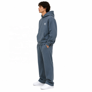 Ensemble de survêtement structuré en molleton épais pour homme – Sweat à capuche et pantalon de jogging large – Collection Hiver – Vente en gros OEM Streetwear - Product Image 4
