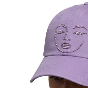 Lavender <b>Purple</b> Custom Rhinestone Baseball Cap Fashion Face Design Adjustable Cotton Dad <b>Hat</b> Luxury Streetwear OEM ODM Wholesale - Product Image 3