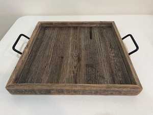 Plateau de service rectangulaire en bois au design attrayant, avec poignée en fer, plateau de petit-déjeuner personnalisé pour mariage, durable, léger, moderne - Product Image 3