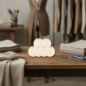 Etichette in Legno Ilan 5x0,5 Cm con Cordino di Iuta, 6 Pezzi per Etichettatura Indumenti - Product Image 2