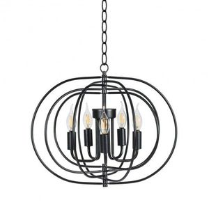 Lampadario Girevole Stile Fattoria da 16 Pollici, 5 Luci, in Ferro Nero, per Sala da Pranzo e Camera da Letto - Product Image 3