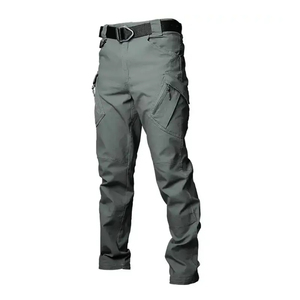 Pantalon cargo décontracté pour homme, taille élastique, coupe droite, multi-poches, style streetwear hip-hop, prix de gros - Product Image 2