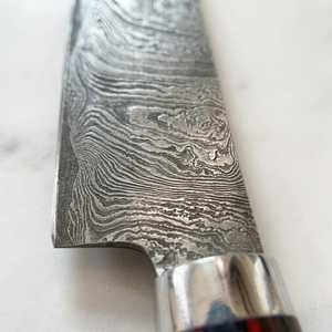 Damascus <b>Steel</b> Kitchen Knife OEM 8 Inch Straight Back Blade Industrial Grade Wood Handle Bevel Edge <b>Quick</b>-Change 2 Blades - Product Image 2