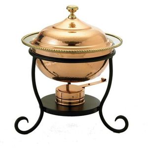 Copper Chafing Dish With Brass Handles Lid And <b>Stand</b> For Restaurant Hotel Wedding Catering Buffet Food Warmer Display - Product Image 4