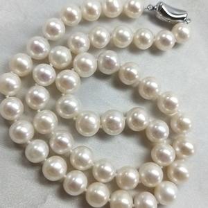Collier de perles d'eau douce AAA9-10mm avec de petites imperfections, forme arrondie, cadeau pour les mères - Product Image 1