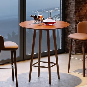 Solid Wood Round <b>Table</b> Walnut | Contemporary Side <b>Table</b> Hotel Cafe Restaurant Furniture - Product Image 2