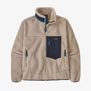 High Quality New Design Custom Logo Thick Full Zip Men's Sherpa Fleece <b>Jacket</b> Stand Embroidery <b>Pocket</b> Solid <b>jacket</b> for men - Product Image 5