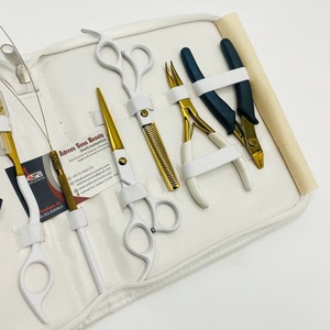 Custom Logo White Gold Nano <b>Ring</b> Hair Extension Pliers Tools Kit With Hair Cutting & Thinning Scissors With Alligator <b>Clips</b> - Product Image 2