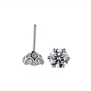 Pendientes colgantes personalizables con diamantes simulados, corte redondo, chapados en oro de 18 quilates y rodio, VVS1 - Product Image 2