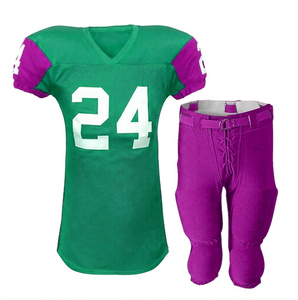 Uniforme de football américain de haute qualité, maillot et pantalon personnalisés marron et bleu clair par RUN APPAREL, col en V, manches courtes, respirant - Product Image 5