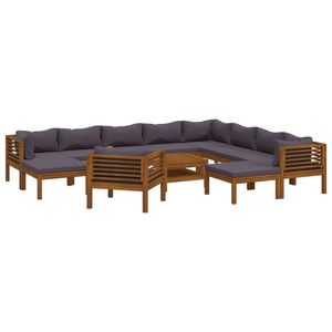 Ensemble de salon en bois gris foncé pour jardin, pour la détente en plein air - Product Image 2