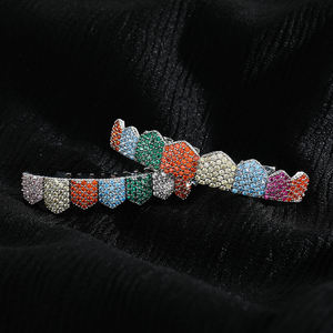 New Design Colorful Stone <b>Tooth</b> Grillz Moissanite 8 Bottom Custom Grillz for <b>Teeth</b> 925 Sterling <b>Silver</b> Buss Down Moissanite - Product Image 2