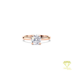 Anillo de Compromiso Solitario con Diamante Moissanite de Corte Redondo, Oro Amarillo, Anillo Clásico de Promesa de Boda y Aniversario para Mujer - Product Image 5