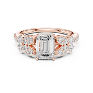 Anillo de Compromiso de Oro Rosa con Diamante Cultivado en Laboratorio de Corte Ovalado, Halo Solitario, Chapado en Rodio, Oro Sólido de 14K, Joyería para Mujer, Oro Rosa Esmeralda - Product Image 1