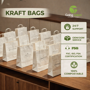 ถุงกระดาษคราฟท์หรูหราแบบกำหนดเองสำหรับใส่เสื้อผ้า MOQ ต่ำ พร้อมโลโก้แบรนด์ส่วนตัวสำหรับโปรโมชั่นซูเปอร์มาร์เก็ต - Product Image 1