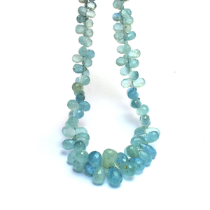 Cuentas facetadas en forma de lágrima de aguamarina de 3x5mm-6x9mm, cuentas de aguamarina natural lechosa, piedras semipreciosas para joyería. - Product Image 2