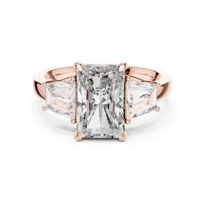 Anillo de Compromiso de Oro Blanco de 14K con Diamante Cultivado en Laboratorio de 4.4 Ct, Corte Baguette y Radiante, para Mujer |   Certificado por IGI - Product Image 2