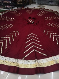 Lehenga Choli Tradicional Indio-Pakistaní de Seda para Mujer, Largo hasta el Suelo, Bordado, para Bodas, Corte Holgado, Rojo con Borde Dorado - Product Image 6