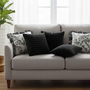 SOGA 5PC Elegant Medieval Style Gray Floral Ruffle Pillowcase Set Raised <b>Velvet</b> for Sofa and Bed <b>Cushion</b> <b>Covers</b> - Product Image 3