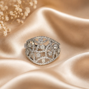 14K White <b>Gold</b> Luxury Diamond <b>Ring</b> for Women | 1.04TCW Designer Statement <b>Cocktail</b> <b>Ring</b> Elegant Fine Jewelry Gift for Sparkling - Product Image 4