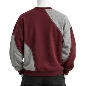 Sweat-shirt pour homme à épaules tombantes, fabriqué en tissu molletonné doux en coton, coupe ample, col rond côtelé, épaules décontractées, élastique - Product Image 2