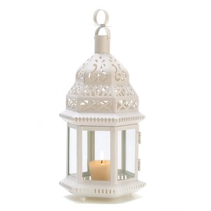 White Iron <b>Lantern</b> With Candle Holder For Home Decoration Wedding Decor Heat Resistant <b>Metal</b> <b>Lantern</b> - Product Image 1