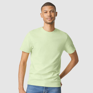 T-shirt pour homme en coton 100% vert clair, coupe ample, manches courtes, col rond, couleur unie, écologique, qualité supérieure - Product Image 1
