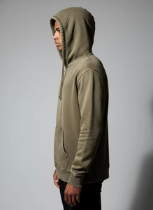 Sweat à capuche zippé en coton épais délavé à l'acide, effet vieilli et décoloré, en molleton bouclette imprimé léopard, manches longues, pour homme, idéal pour l'hiver - Product Image 2