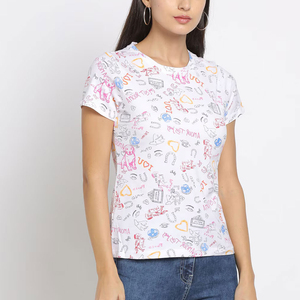 Camisetas de Tela Satinada de Alta Calidad, Diseño Personalizado, Casuales, Holgadas, Lisas, Ecológicas, 100% Algodón para Mujer - Product Image 3