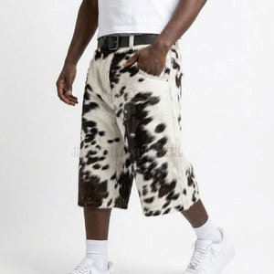 Genuine Cowhide Leather Jorts For Men <b>Knee</b> Length Casual With Pocket Button Closure Straight Fit Fashion Riding Shorts - Product Image 4