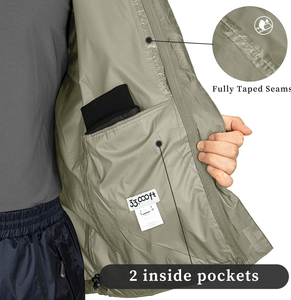 Factory <b>Lightweight</b> Hooded Safari Style <b>Mens</b> <b>Rain</b> <b>Jacket</b> Outdoor Windbreaker Packable Portable Waterproof Sports 100% Polyester - Product Image 5