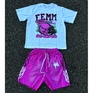 Conjunto de dos piezas de verano para hombre con estampado gráfico, camiseta y pantalones cortos, conjunto informal de ropa urbana a la moda. - Product Image 5