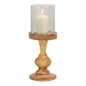 Lanterne à bougie en verre sur base en bois minimaliste, inspirée du style nordique, pour espaces résidentiels sereins - Product Image 2