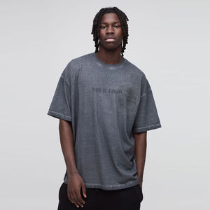 <b>Mens</b> Vintage Acid Wash Oversized Short Sleeve Cotton T-<b>Shirt</b> Custom Logo OEM ODM Wholesale Apparel - Product Image 3