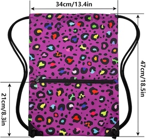 Shagaf Sports Wear Nylon <b>Drawstring</b> <b>Backpack</b> 30-40L Cream with Black Zipper Pocket and Straps - Product Image 4