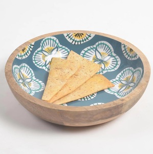 Bol à salade rond en bois, vaisselle créative, écologique, faite à la main, imprimé émaillé, sûr pour les aliments - Product Image 5