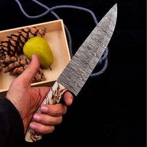 Ahmad Fabric Custom Handmade 13-Inch Damascus Steel Chef <b>Knife</b> with Leather Sheath Beautiful Handle Customizable Supported - Product Image 5