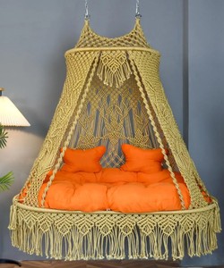 Columpio Doble de Macramé, Silla Hamaca Lujosa Marrón, Silla Colgante - Product Image 4