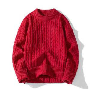 Pull en tricot côtelé en acrylique pour homme, chaud, épais, à manches longues, col rond, pour un usage décontracté en hiver - Product Image 2