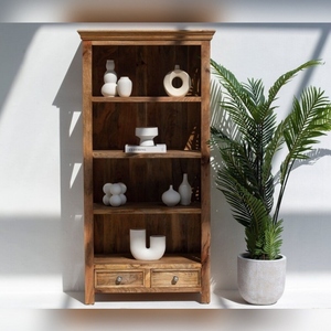 Vandana Merino Zentrix <b>Wood</b> <b>Bookcase</b> Modern <b>Solid</b> <b>Wood</b> Minimalist Storage Furniture Design - Product Image 3