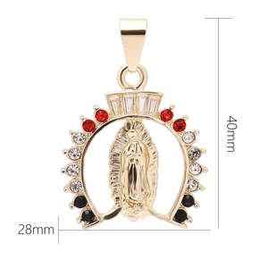 Colgante de Oro Nuestra Señora de Guadalupe con Gema Cultivada en Laboratorio, Amuleto Religioso de la Virgen María, Joyería Fina de Lujo Chapada en Oro para Mujer - Product Image 6