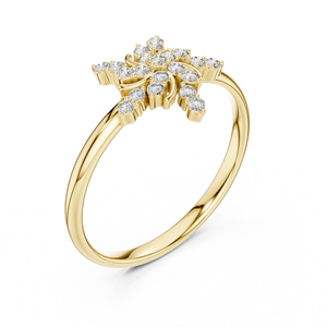 Hermoso Anillo de Oro Sólido de 14k para Mujer con Diamante de Corte Redondo Minimalista Inspirado en una Explosión de Supernova, Ideal para Regalo, Compromiso o Aniversario - Product Image 3